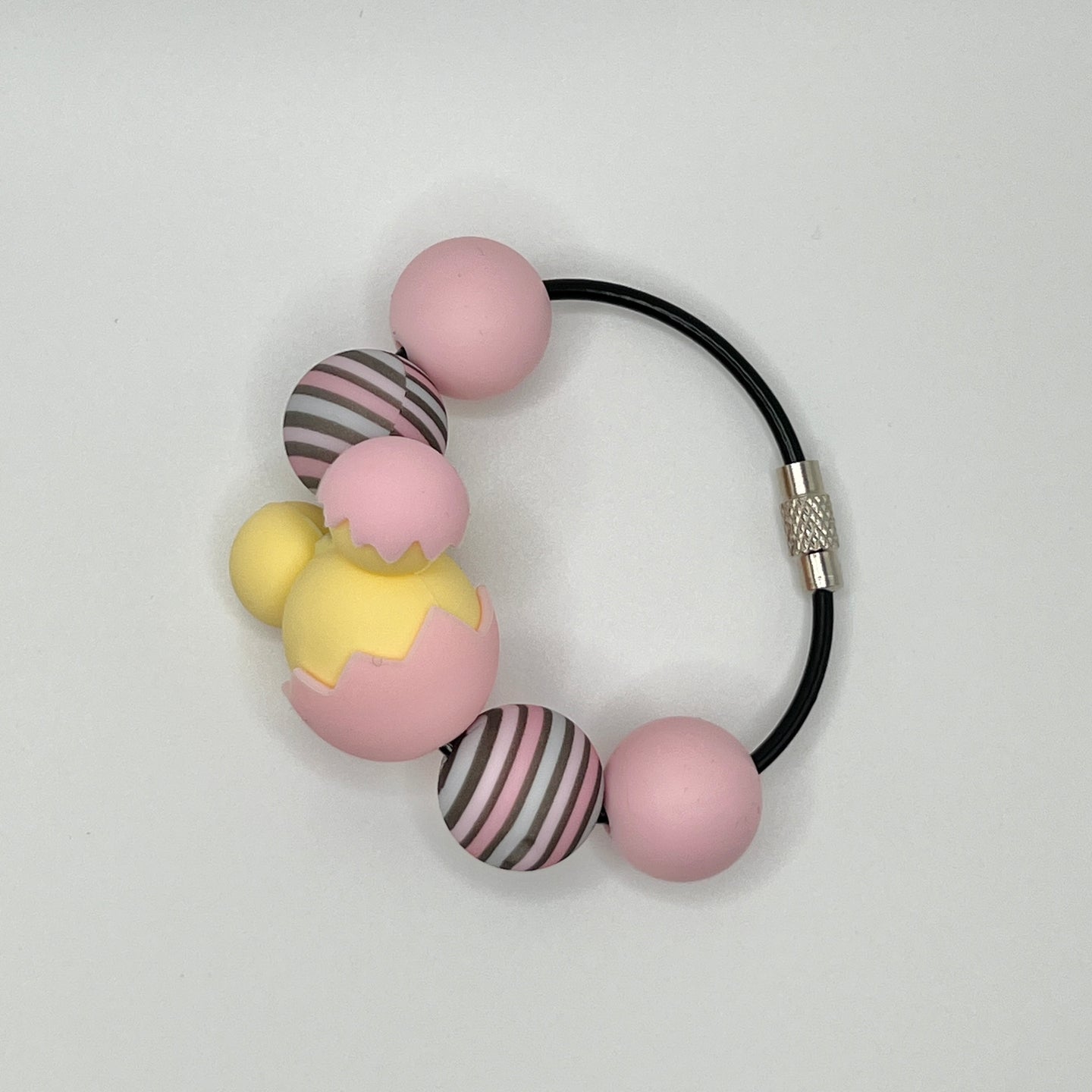 Pink Mouse Egg Stripe Cup Charm